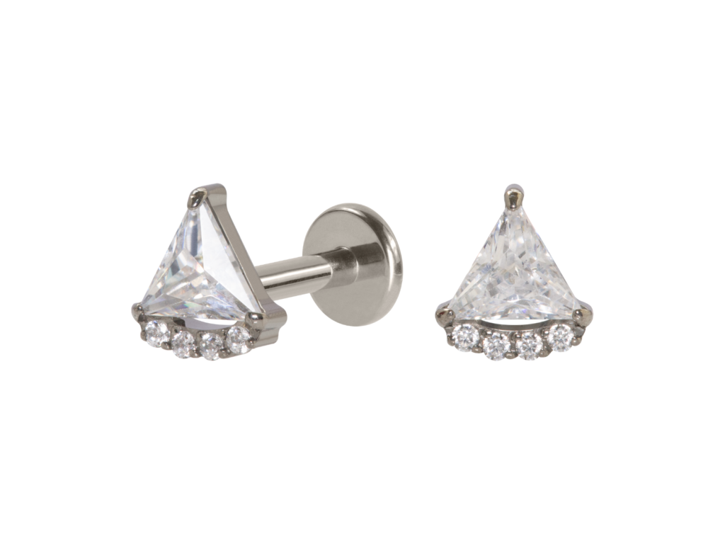 LABRET TITÂNIO R/I TRIÂNGULO C/ ZIRCÔNIA