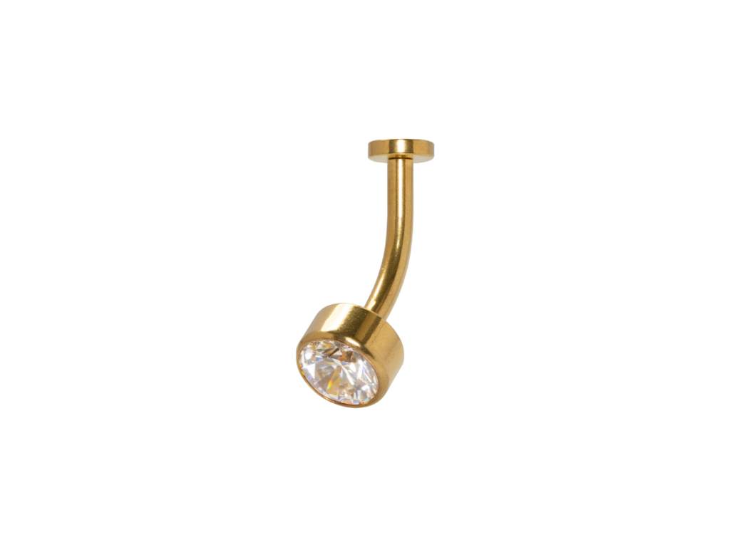 FLOATING NAVEL AÇO PVD GOLD R/I C/ ZIRCÔNIA - CRISTAL