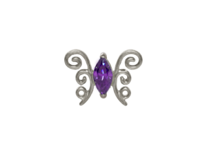 TOPO TITÂNIO 0.9 (1.2MM) – BORBOLETA C/ ZIRCÔNIA LILÁS