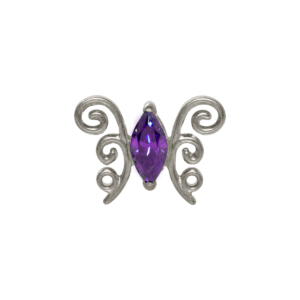 TOPO TITÂNIO 0.9 (1.2MM) - BORBOLETA C/ ZIRCÔNIA LILÁS