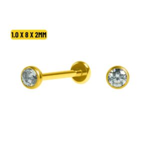 LABRET TITÂNIO PVD PONTO DE LUZ PUSH PIN - 1.0 X 8 X 2MM