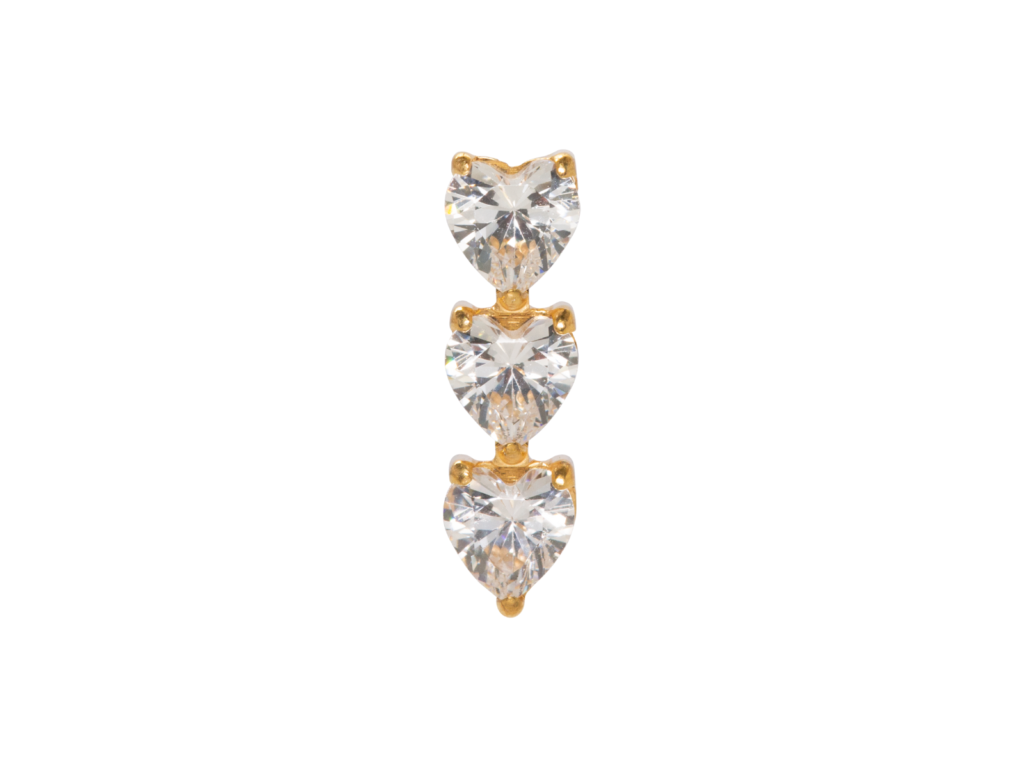 TOPO TITÂNIO PVD 0.9 (1.2MM) - CLUSTER 3 CORAÇÕES