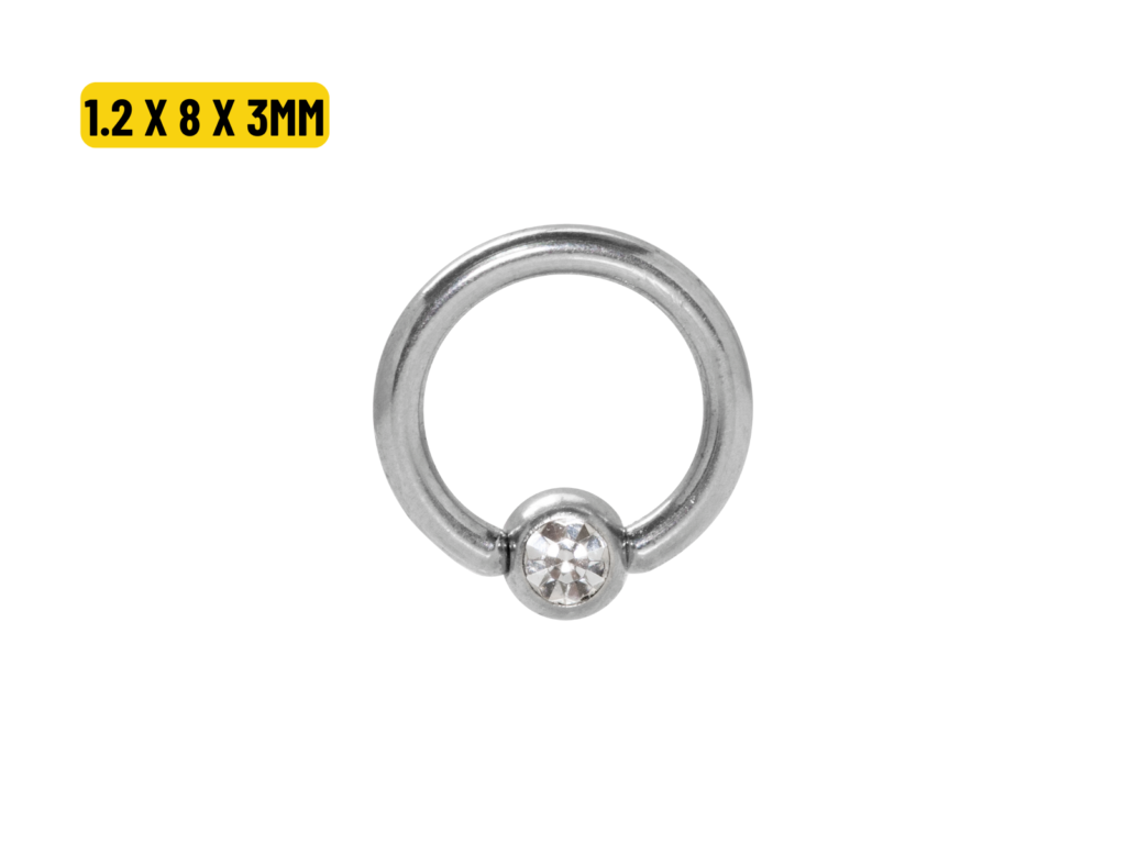 CAPTIVE AÇO C/ STRASS -1.2 X 8 X 3MM