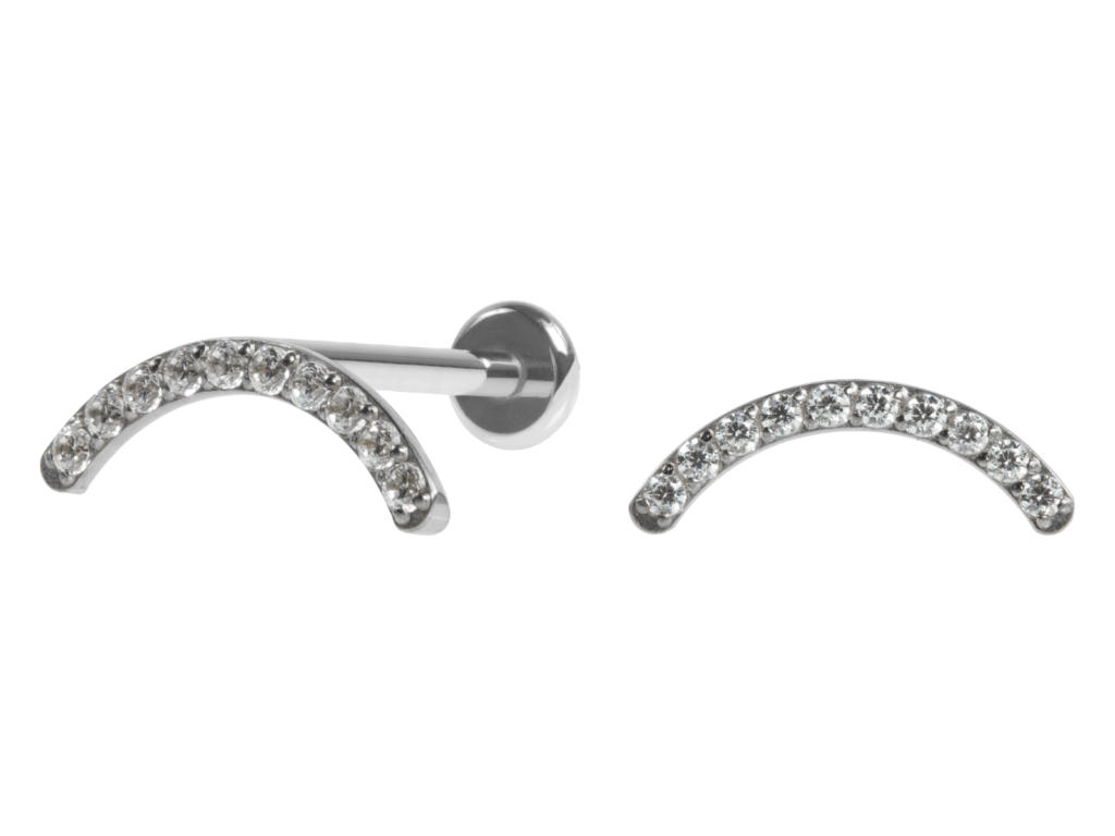 LABRET AÇO R/I CLUSTER CURVADO C/ ZIRCÔNIA