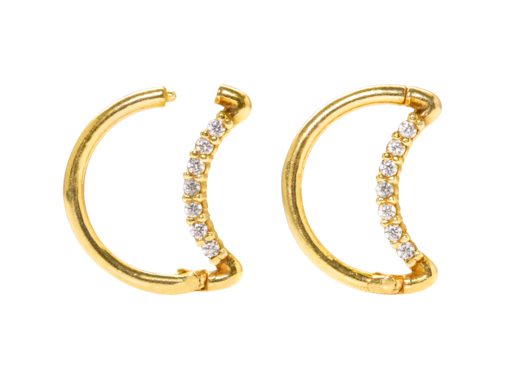 LUA PRATA CLICKER CRAVEJADA ART10 - BANHADO A OURO