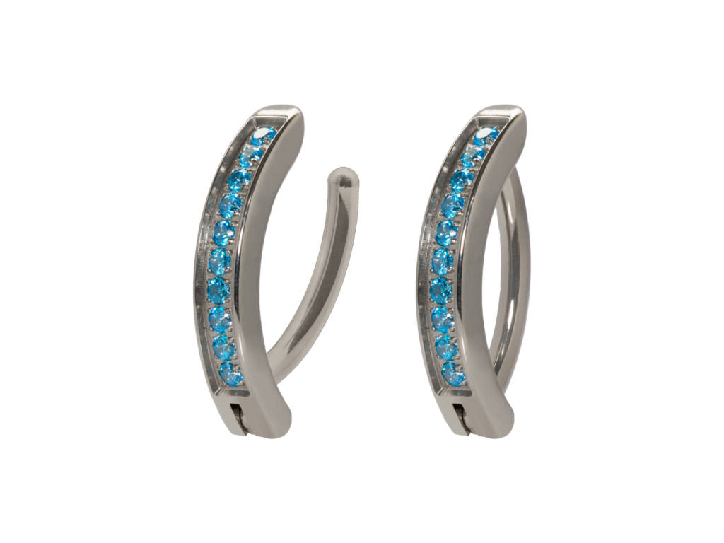 UMBIGO ARGOLA CLICKER TIT 1 FILEIRA AZUL - 1.6 X 10MM