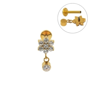 LABRET TITÂNIO PVD GOLD R/INTERNA PENDURICALHO FLOR