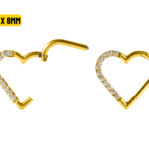 HEART AÇO PVD CLICKER CRAVEJADO 1.2 X 8MM - LADO DIREITO