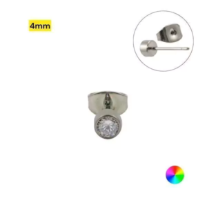 PAR BRINCO TITÂNIO COPINHO C/ ZIRCÔNIA - 4MM