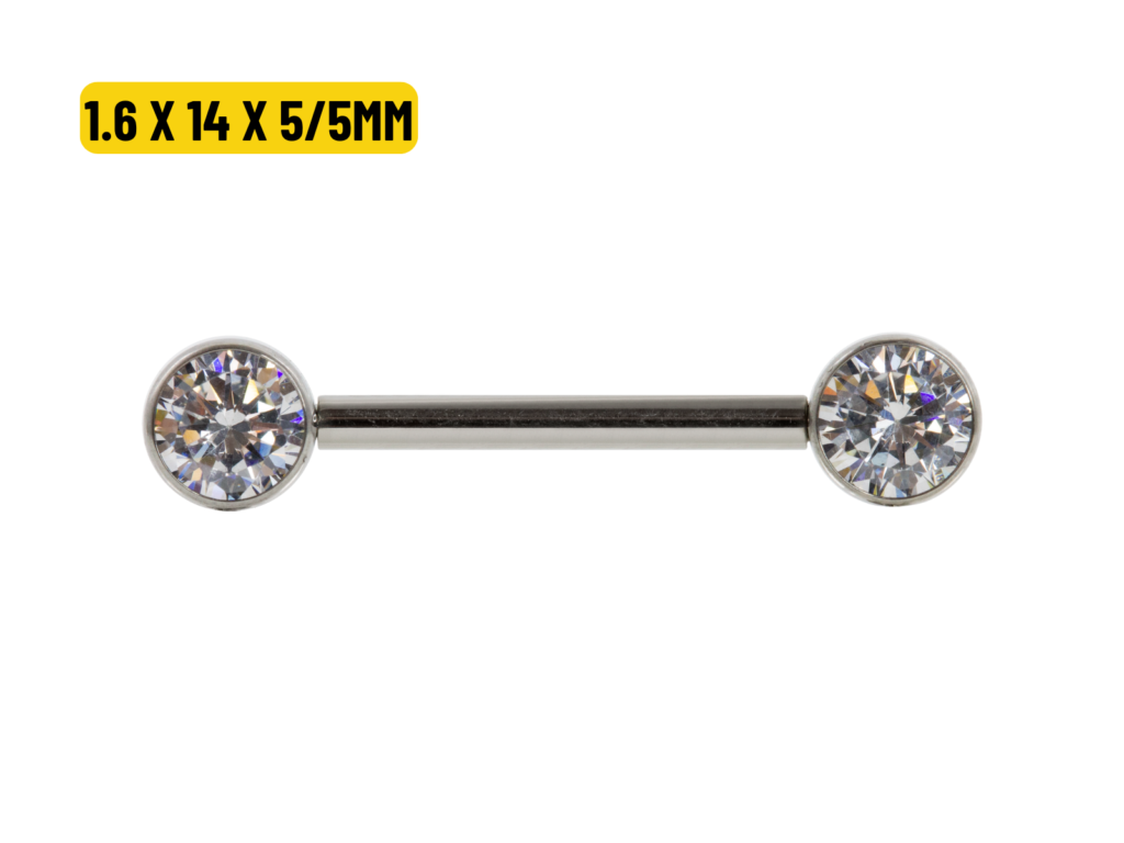MAMILO TITÂNIO R/I FLAT C/ ZIRCÔNIA- 1.6 X 14 X 5/5MM
