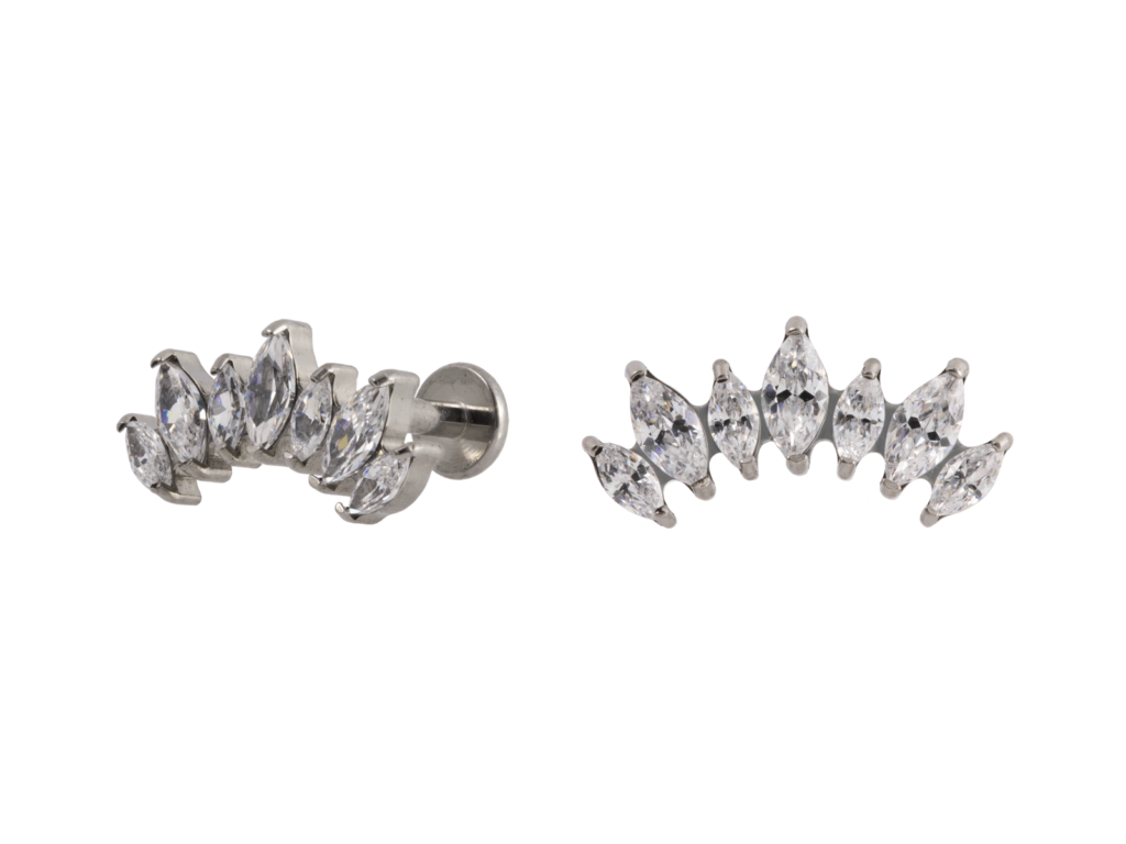 LABRET TITÂNIO R/I CLUSTER 7 PEDRAS