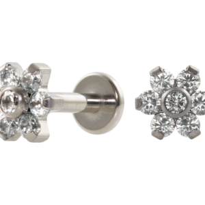 LABRET TITÂNIO R/I FLOR C/ ZIRCÔNIA