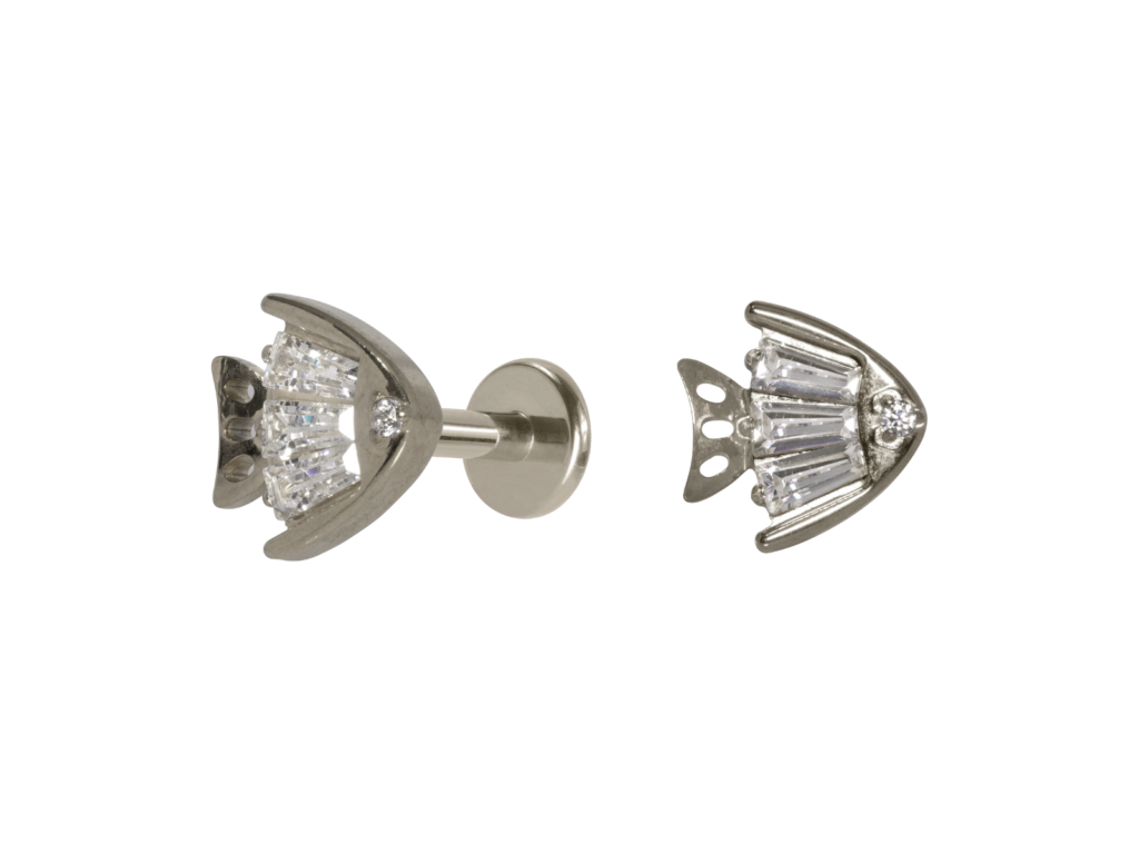 LABRET TITÂNIO R/I PEIXE C/ ZIRCÔNIA