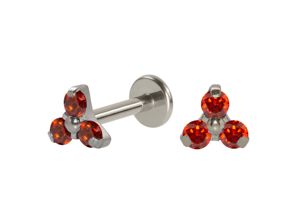 LABRET TITÂNIO R/I TRINITY C/ ZIRCÔNIA 5/4MM - VERMELHO