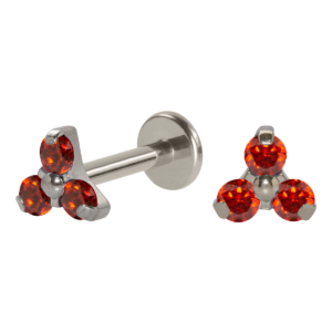 LABRET TITÂNIO R/I TRINITY C/ ZIRCÔNIA 5/4MM - VERMELHO
