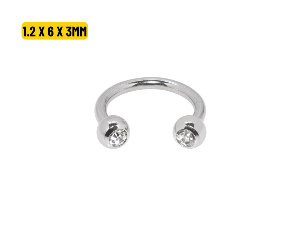 FERRADURA AÇO C/ STRASS - 1.2 X 6 X 3MM