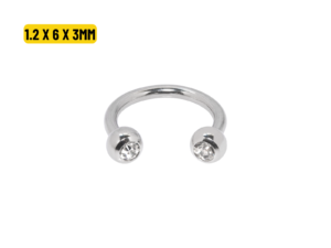 FERRADURA AÇO C/ STRASS – 1.2 X 6 X 3MM