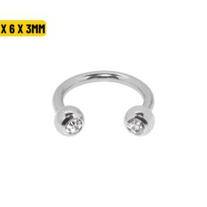 FERRADURA AÇO C/ STRASS - 1.2 X 6 X 3MM