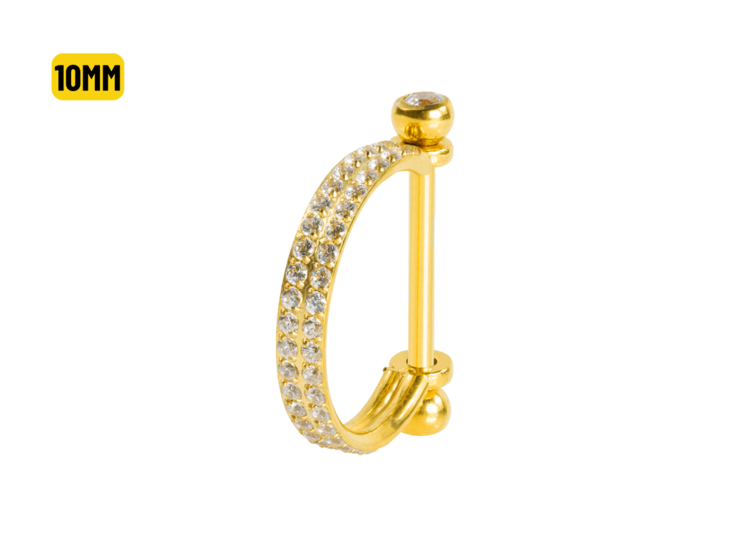 SEMI ARGOLA C/ BARRA AÇO PVD R/I 2 FILEIRAS CRAVEJADA - 10MM