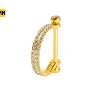 SEMI ARGOLA C/ BARRA AÇO PVD R/I 2 FILEIRAS CRAVEJADA - 10MM