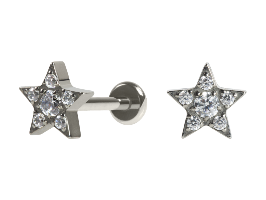LABRET TITÂNIO R/I ESTRELA C/ ZIRCÔNIA