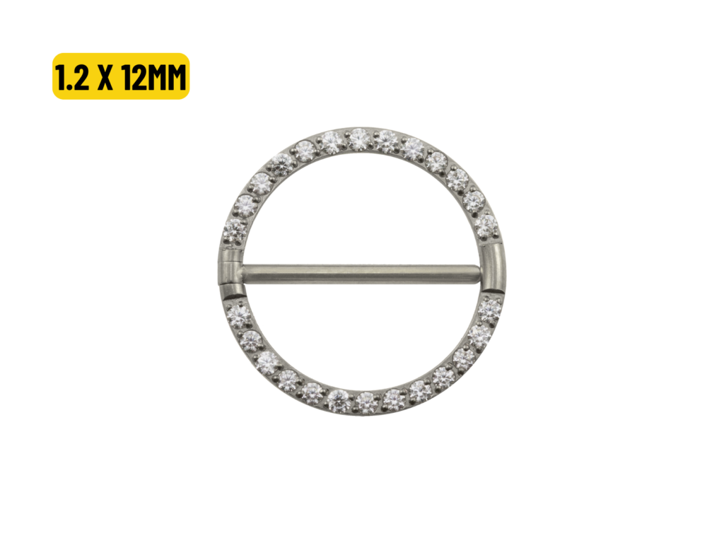 MAMILO ARGOLA CLICKER TIT CRAVEJADO ZIRCÔNIA - 1.2 X 12MM
