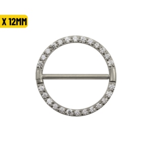 MAMILO ARGOLA CLICKER TIT CRAVEJADO ZIRCÔNIA - 1.2 X 12MM
