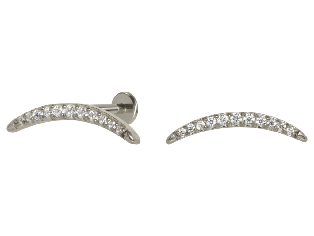 LABRET AÇO R/I CLUSTER CURVADO C/ ZIRCÔNIA