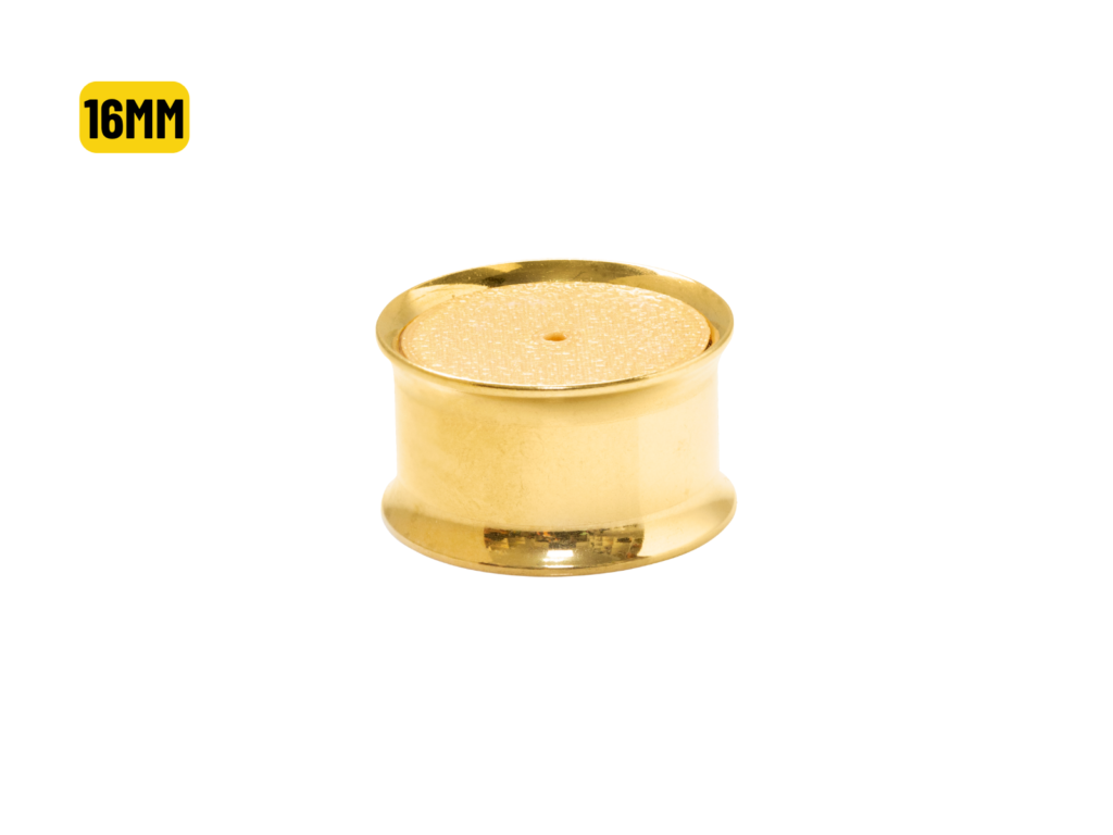 ALARGADOR PLUG AÇO PVD GOLD C/ FURO P/ BRINCO - 16MM