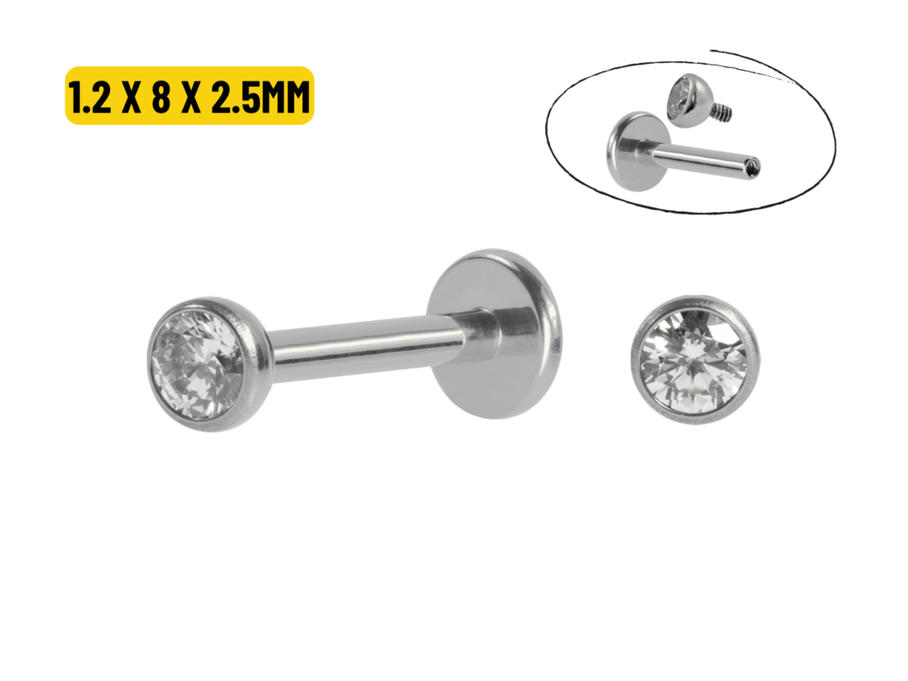 LABRET AÇO R/I CRAV. INGLESA - 1.2 X 8 X 2.5MM