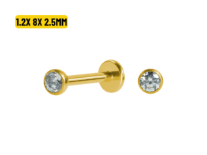 LABRET AÇO PVD R/I C/ ZIRCÔNIA CRAV. INGLESA – 1.2 X 8 X2.5MM