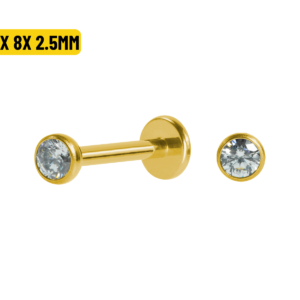 LABRET AÇO PVD R/I C/ ZIRCÔNIA CRAV. INGLESA - 1.2 X 8 X2.5MM