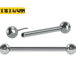 BARBELL RETO TITÂNIO PUSH PIN - 1.6 X 16 X 4/4MM