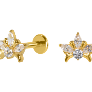 LABRET TITÂNIO R/I COROA C/ ZIRCÔNIA - PVD GOLD