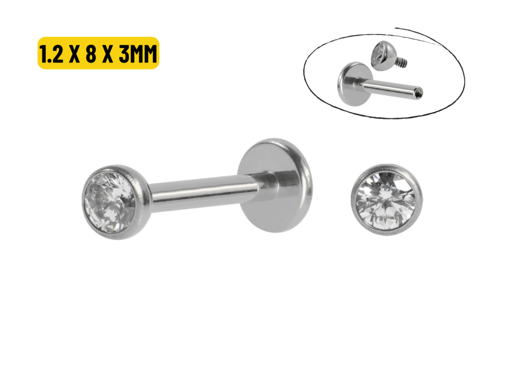 LABRET AÇO R/I CRAV. INGLESA - 1.2 X 8 X 3MM