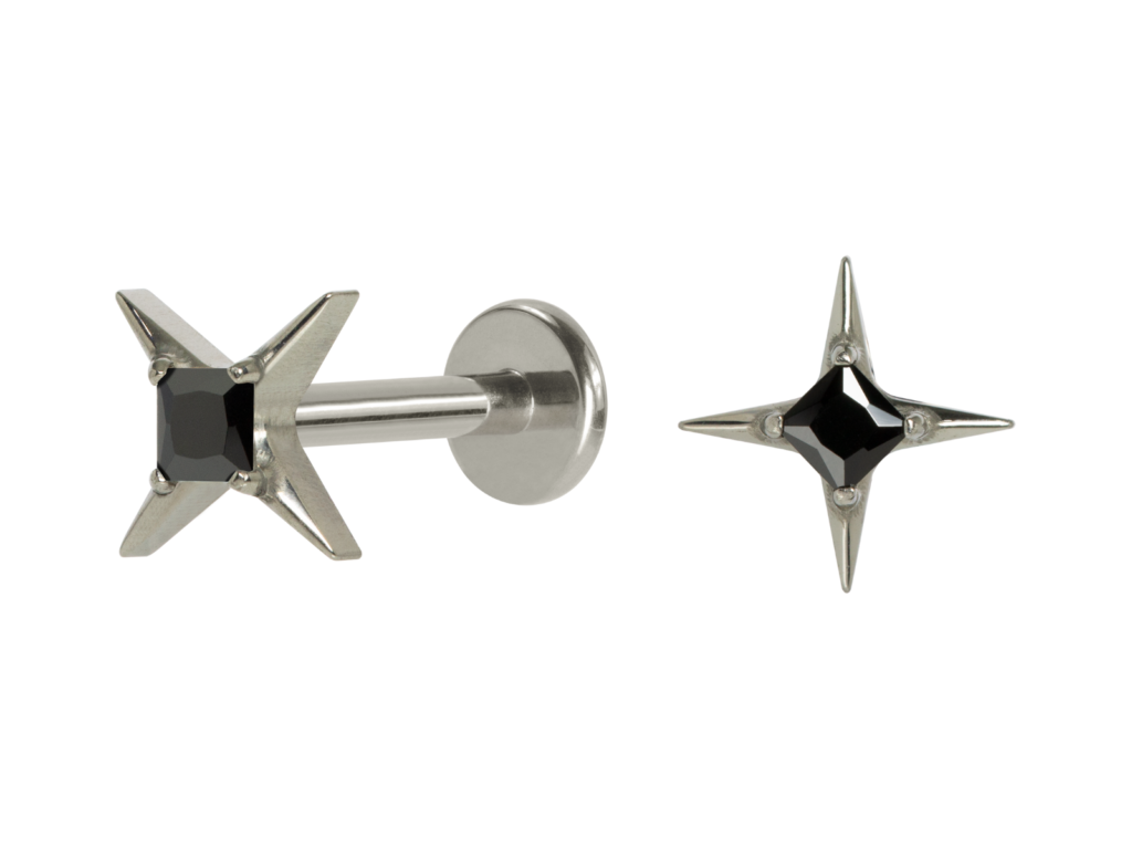 LABRET TITÂNIO R/I ESTRELA C/ ZIRCÔNIA - BLACK