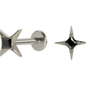 LABRET TITÂNIO R/I ESTRELA C/ ZIRCÔNIA - BLACK