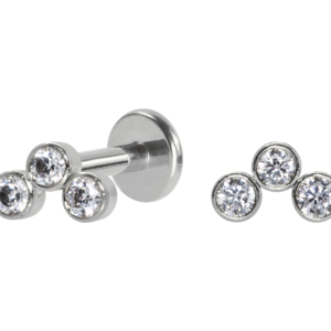 LABRET AÇO R/I MINI CLUSTER 3 PEDRAS