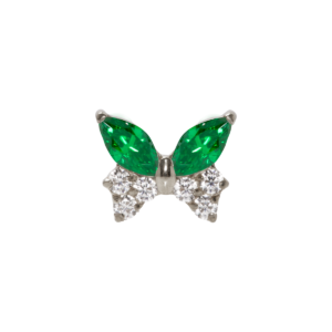 TOPO TITÂNIO 0.9 (1.2MM) - BORBOLETA C/ ZIRCÔNIA VERDE
