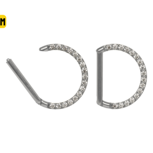 MEIA ARGOLA CLICKER TITÂNIO FRONTAL C/ ZIRCÔNIA - 8MM