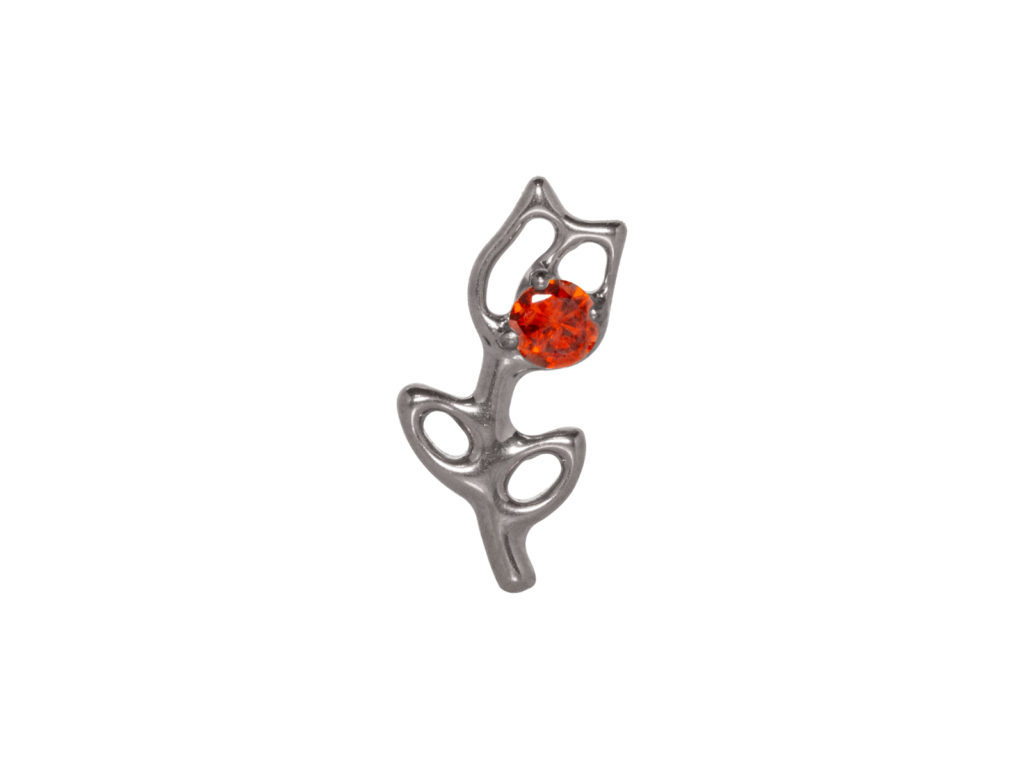 TOPO TITÂNIO 0.9 (1.2MM) - ROSA C/ ZIRCÔNIA VERMELHA