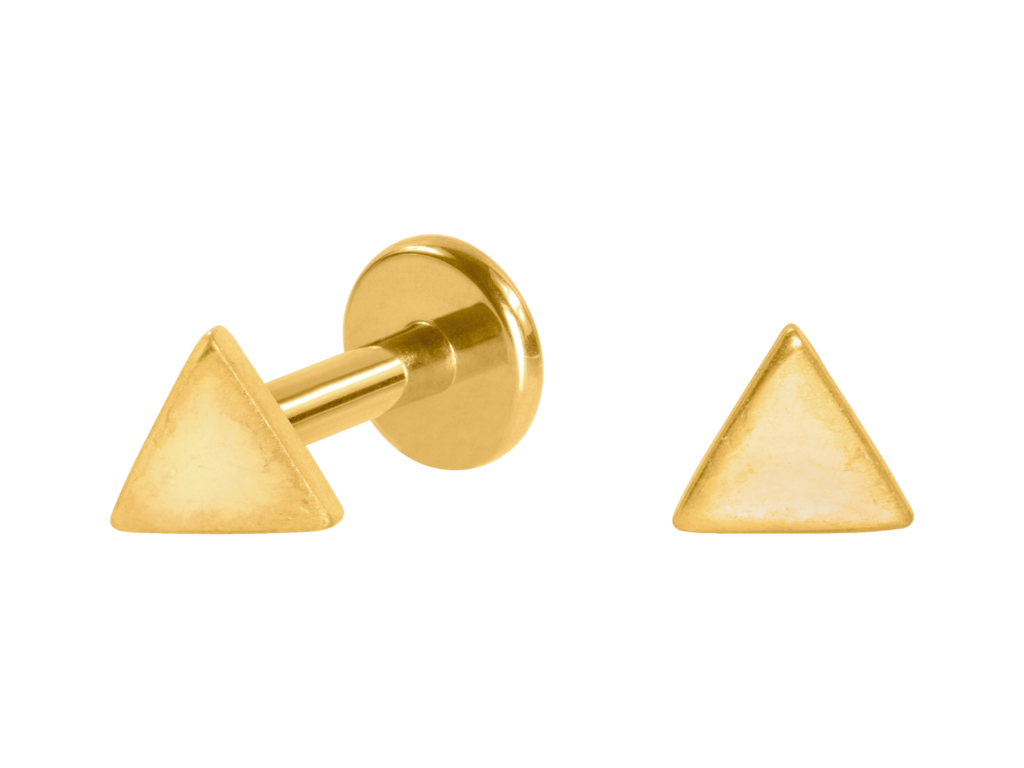 LABRET TITÂNIO PVD GOLD R/I TRIÂNGULO