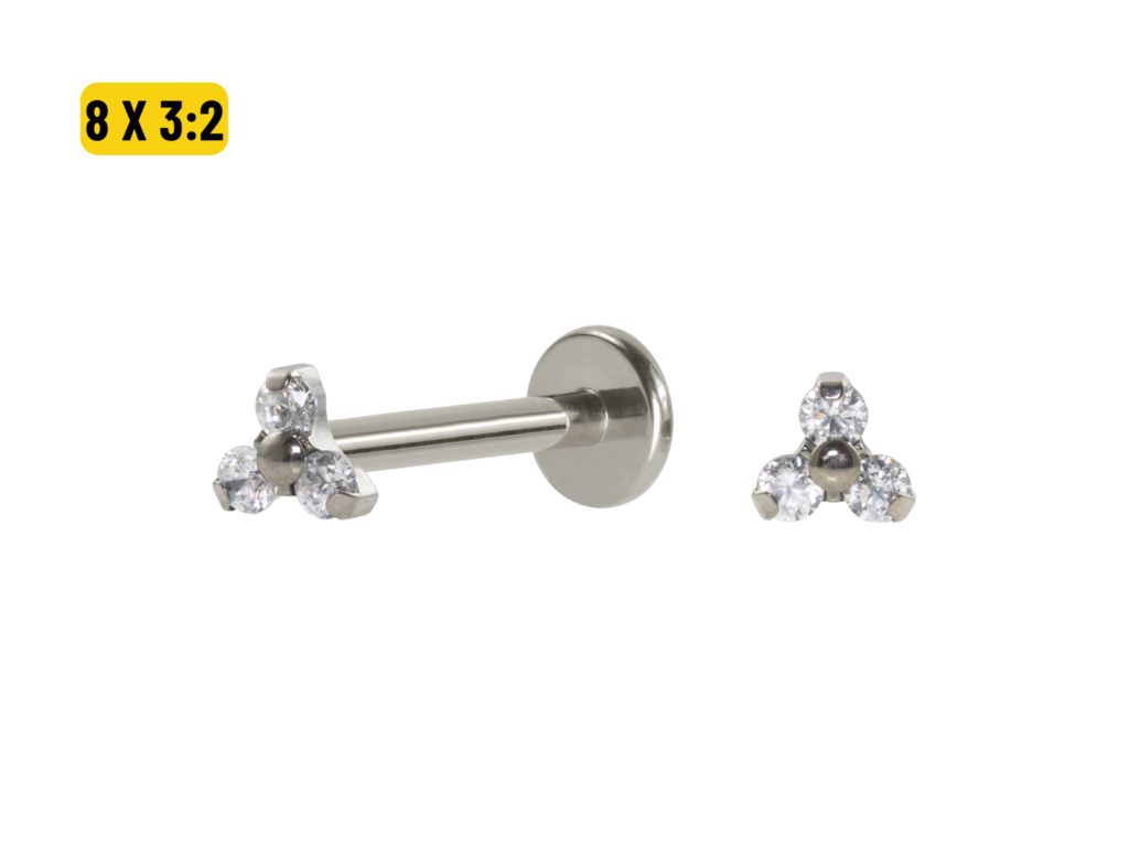 LABRET TITÂNIO R/I TRINITY C/ ZIRCÔNIA - 8 X 3:2