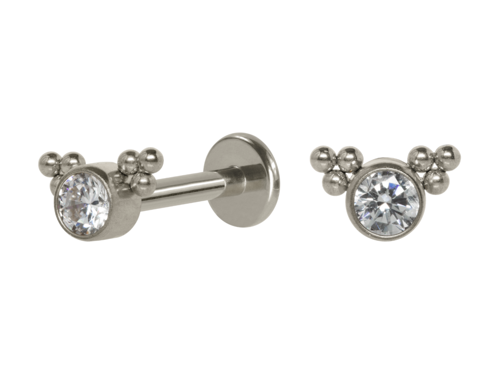 LABRET AÇO R/I INDIANO C/ ZIRCÔNIA