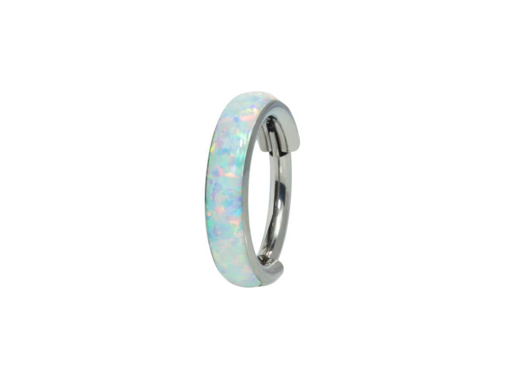 ARGOLA CLICKER TITÂNIO OPALA 1.2 X 8MM - BOREAL