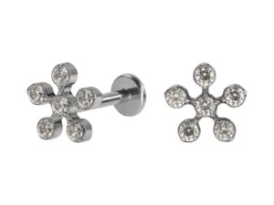 LABRET TITÂNIO R/INTERNA FLOR C/ ZIRCÔNIA