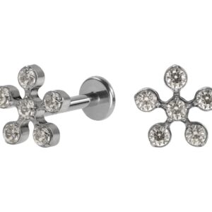 LABRET TITÂNIO R/INTERNA FLOR C/ ZIRCÔNIA