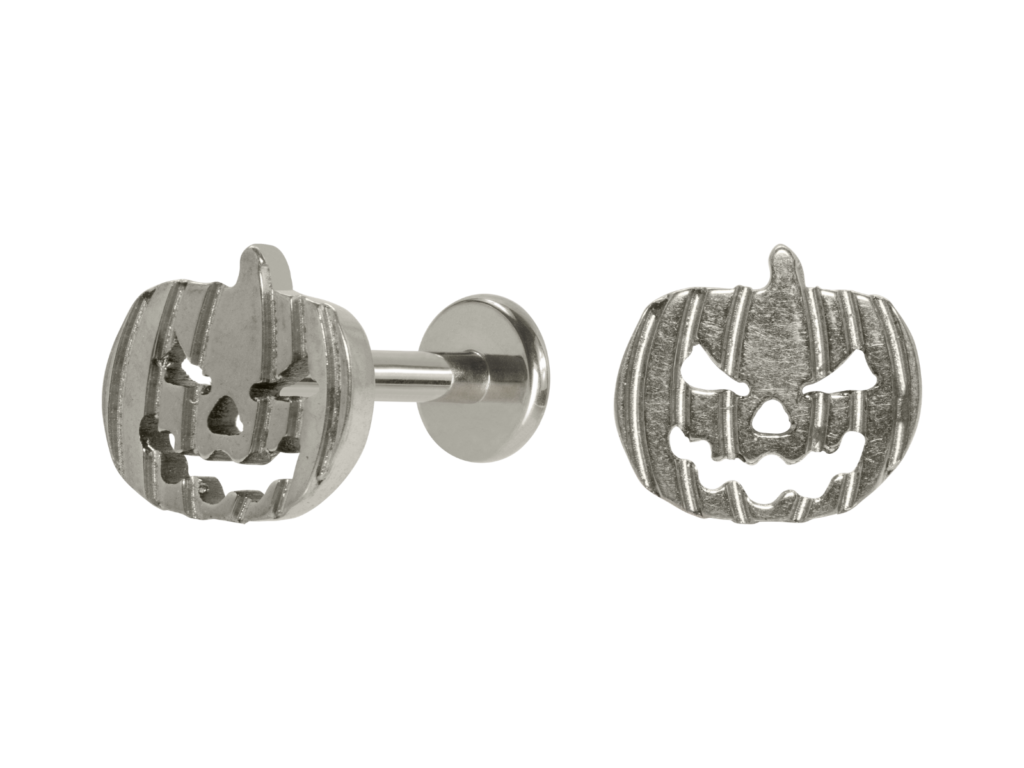 LABRET TITÂNIO R/I ABÓBORA HALLOWEEN