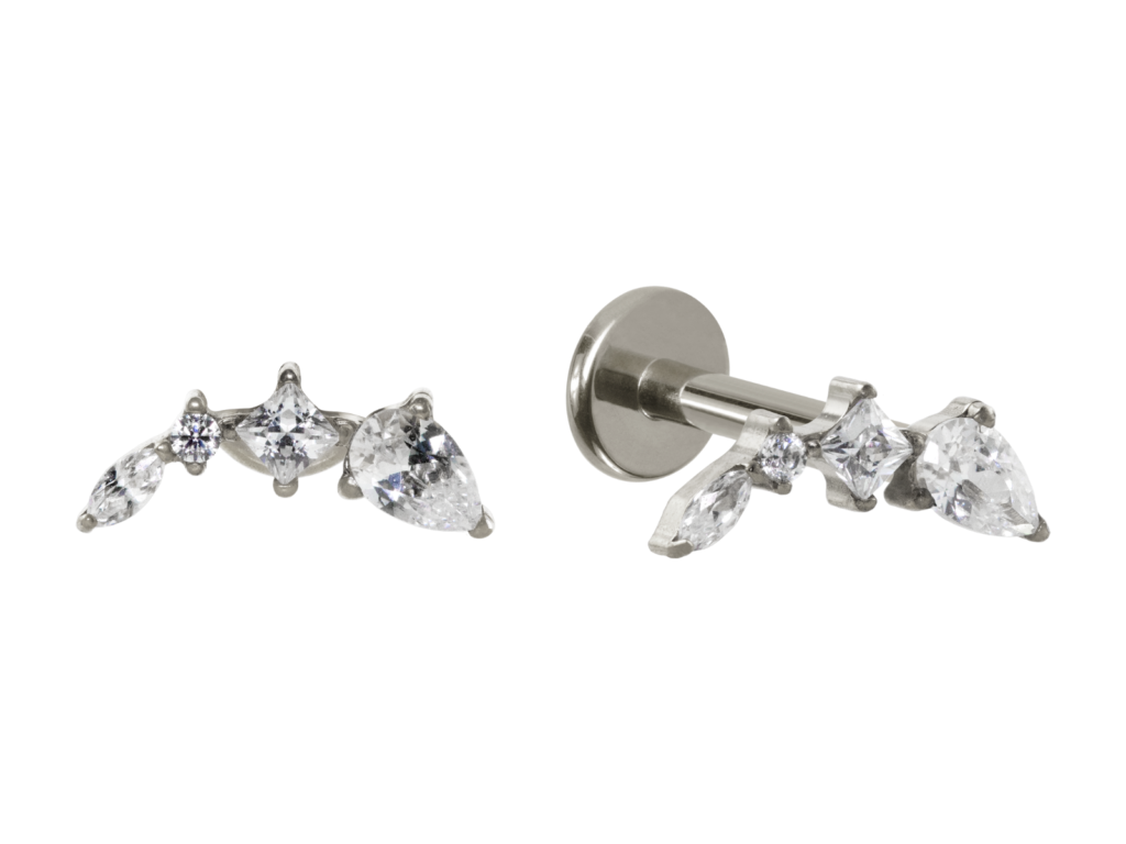 LABRET TITÂNIO R/I CLUSTER CRAVEJADO C/ ZIRCÔNIA