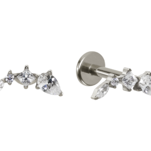 LABRET TITÂNIO R/I CLUSTER CRAVEJADO C/ ZIRCÔNIA